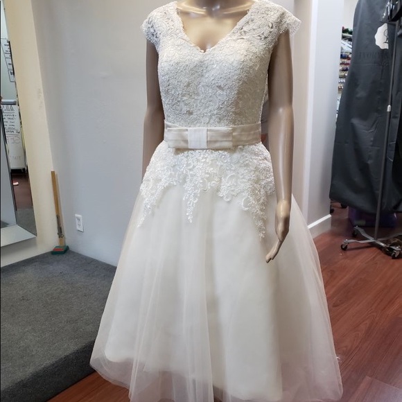 Ivory lace & tulle tea dress size Small - Picture 3 of 10